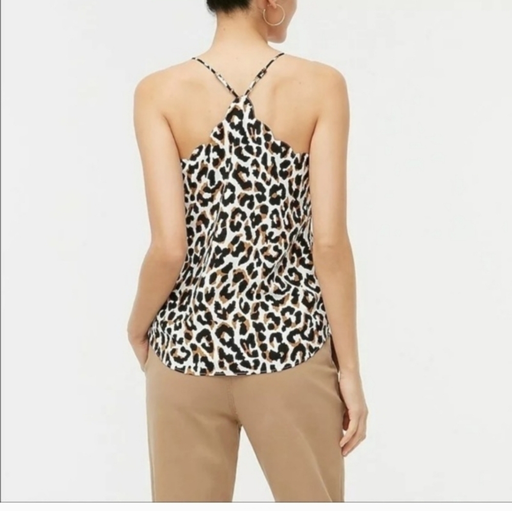 J Crew Leopard Scalloped Cami Top Size 8 - Picture 4 of 7